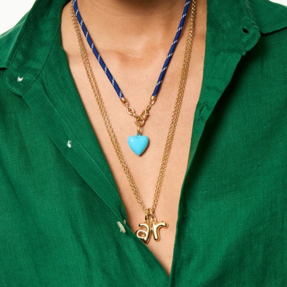 Roxanne Assoulin Jewelry - ROXANNE ASSOULIN The Happy Cord Charm Necklace Blue & Turquoise Heart Charm